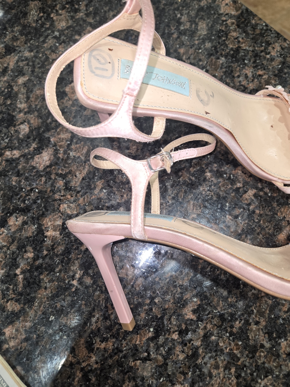 Betsey Johnson Pink Floral Pearl-Embellished Ankle-Strap Heels - Picture 6 of 7